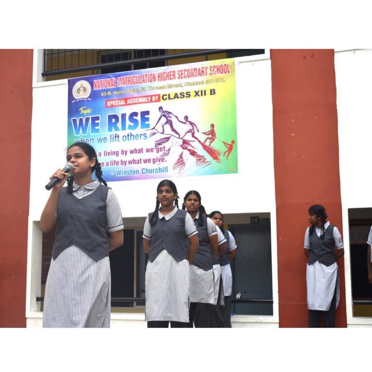 Special Assembly by Students of XII-B.Topic- _ WE RISE WHEN WE LIFT OTHERS_ (1)